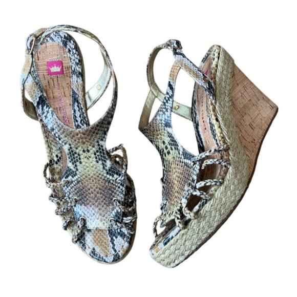 Elaine‎ Turner snake skin wedge sandal strappy never worn outside - Picture 1 of 10